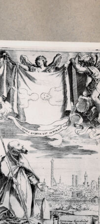 Rückseite von  [http://creativecommons.org/publicdomain/mark/1.0/] Heiliger Petronius, Patron von Bologna - , bh074851. Foto.