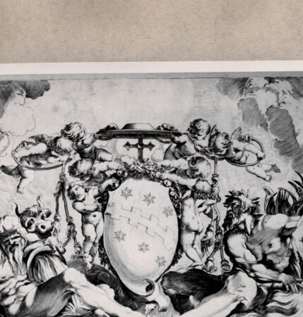 Rückseite von  [http://creativecommons.org/publicdomain/mark/1.0/] Der Tiber und der Po mit dem Wappen der Familie Aldobrandini - , bh074883. Foto.