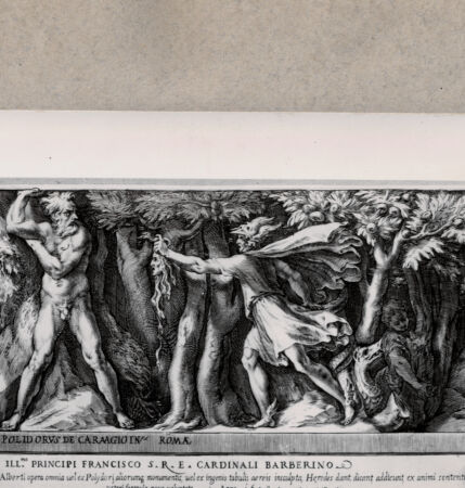 Rückseite von  [http://creativecommons.org/publicdomain/mark/1.0/] Perseus zeigt Atlas das Medusenhaupt - , bh075042. Foto.