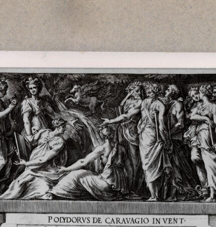 Rückseite von  [http://creativecommons.org/publicdomain/mark/1.0/] Pegasus auf dem Parnass - , bh075313. Foto.