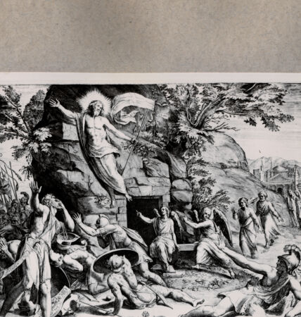 Rückseite von  [http://creativecommons.org/publicdomain/mark/1.0/] Die Auferstehung Christi - , bh075331. Foto.