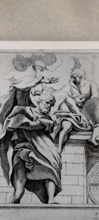 Rückseite von  [http://creativecommons.org/publicdomain/mark/1.0/] Prophet und zwei Engel - , bh075368. Foto.