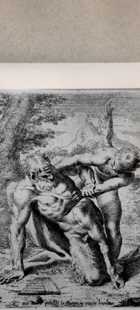 Rückseite von  [http://creativecommons.org/publicdomain/mark/1.0/] Amor und Pan - , bh076332. Foto.