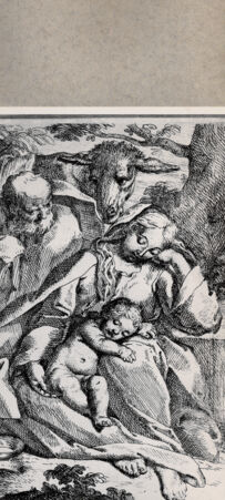 Rückseite von  [http://creativecommons.org/publicdomain/mark/1.0/] Die Ruhe auf der Flucht nach Ägypten - , bh076571. Foto.