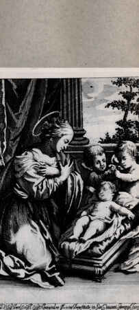 Rückseite von  [http://creativecommons.org/publicdomain/mark/1.0/] Madonna mit Kind und Johannesknaben - , bh076792. Foto.