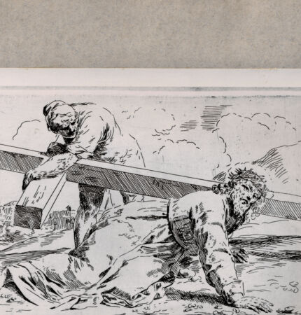 Rückseite von  [http://creativecommons.org/publicdomain/mark/1.0/] Jesus trägt das Kreuz - , bh076879. Foto.