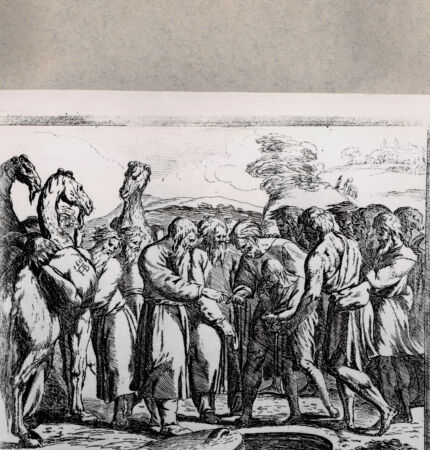 Rückseite von  [http://creativecommons.org/publicdomain/mark/1.0/] Joseph wird von seinen Brüdern verkauft - , bh078606. Foto.