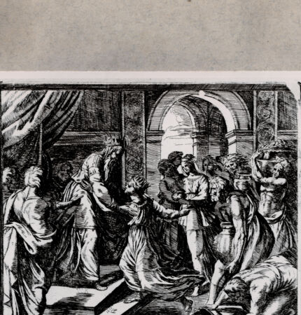 Rückseite von  [http://creativecommons.org/publicdomain/mark/1.0/] Königin von Saba und König Salomon - , bh078624. Foto.