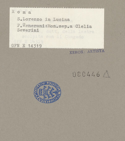 Rückseite von ICCD [https://www.deutsche-digitale-bibliothek.de/content/lizenzen/rv-ez/] Grabmal der Clelia Severini - , bh080446_recto. Foto.