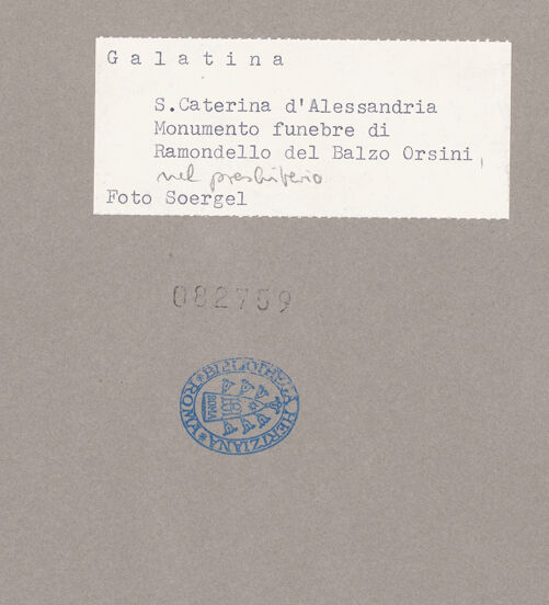 Rückseite von Soergel, Gerda [https://www.deutsche-digitale-bibliothek.de/content/lizenzen/rv-fz/] Grabmal des Raimondo Orsini del Balzo (gest. 1406) - Teilansicht, bh082759_recto. Foto: Soergel, Gerda.