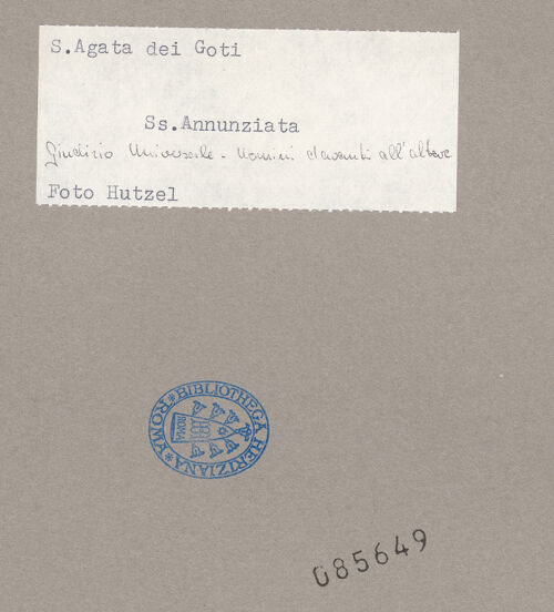 Rückseite von Hutzel, Max [https://www.deutsche-digitale-bibliothek.de/content/lizenzen/rv-ez/] Jüngstes GerichtOberes Register: Christus, Die Apostel, Maria, Johannes der Täufer - Die Unschuldigen unter dem Altar, Detail, bh085649_recto. Foto: Hutzel, Max.