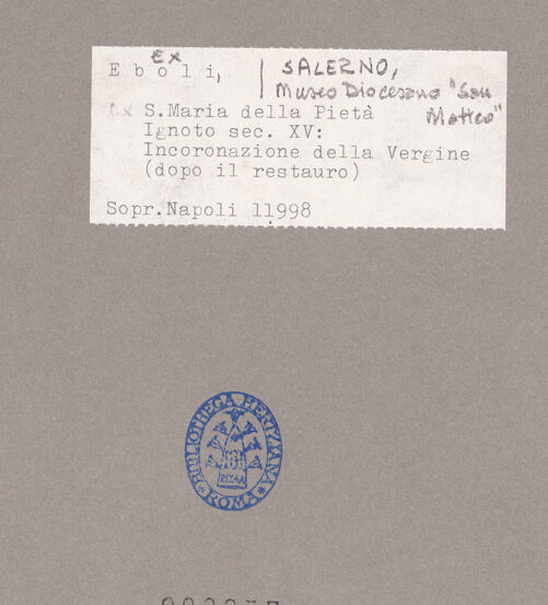 Rückseite von Sopr. BAS NA [https://www.deutsche-digitale-bibliothek.de/content/lizenzen/rv-ez/] Marienkrönung - Gesamtansicht (nach der Restaurierung), bh088057_recto. Foto.