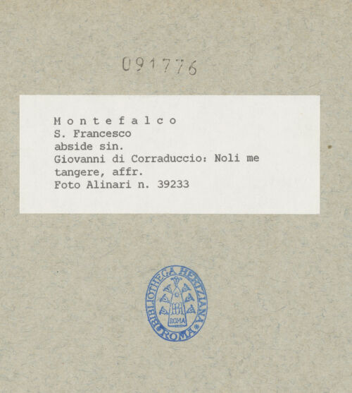 Rückseite von Alinari [https://www.deutsche-digitale-bibliothek.de/content/lizenzen/rv-ez/] Szenen der Passionsgeschichte, Heilige und ProphetenNoli me tangere - Gesamtansicht, bh091776_recto. Foto.