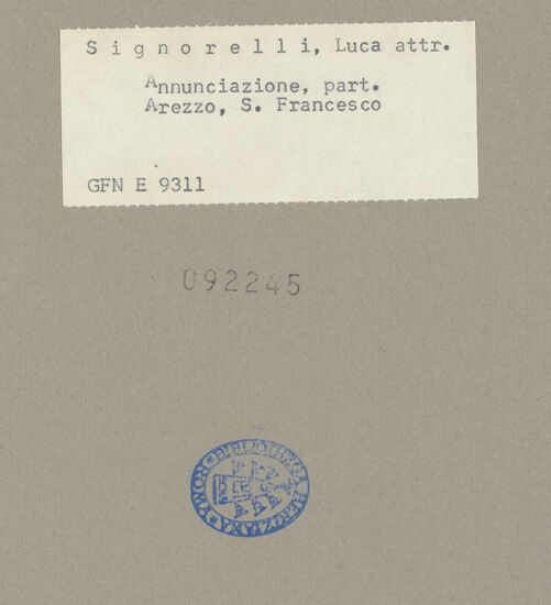 Rückseite von ICCD [https://www.deutsche-digitale-bibliothek.de/content/lizenzen/rv-ez/] Verkündigung - Detail, Maria, bh092245_recto. Foto.