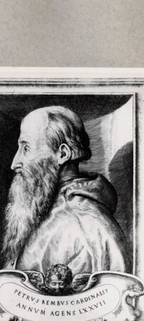 Rückseite von  [http://creativecommons.org/publicdomain/mark/1.0/] Bildnis des Pietro Bembo - , bh092833. Foto.