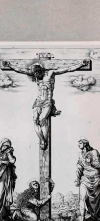 Rückseite von  [http://creativecommons.org/publicdomain/mark/1.0/] Kreuzigung Christi - , bh092959. Foto.