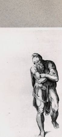 Rückseite von  [http://creativecommons.org/publicdomain/mark/1.0/] Männliche Figur - , bh092960. Foto.