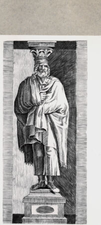 Rückseite von  [http://creativecommons.org/publicdomain/mark/1.0/] Karyatide (Telamon) - , bh092985. Foto.