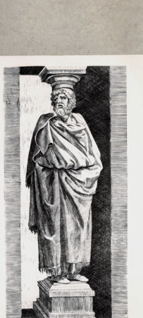 Rückseite von  [http://creativecommons.org/publicdomain/mark/1.0/] Karyatide (Telamon) - , bh092986. Foto.