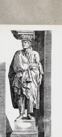 Rückseite von  [http://creativecommons.org/publicdomain/mark/1.0/] Karyatide (Telamon) - , bh092987. Foto.