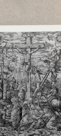 Rückseite von  [http://creativecommons.org/publicdomain/mark/1.0/] Kreuzigungsszene - , bh093067. Foto.