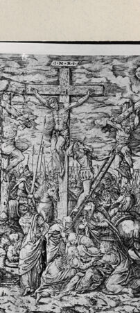 Rückseite von  [http://creativecommons.org/publicdomain/mark/1.0/] Kreuzigungsszene - , bh093068. Foto.