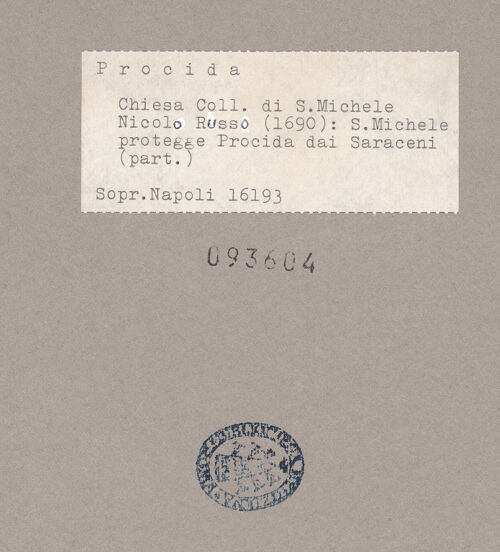 Rückseite von Sopr. BAS NA [https://www.deutsche-digitale-bibliothek.de/content/lizenzen/rv-ez/] Der Erzengel Michael schützt die Insel Procida vor den Sarazenen - Detail, bh093604_recto. Foto.