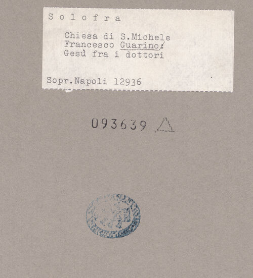 Rückseite von Sopr. BAS NA [https://www.deutsche-digitale-bibliothek.de/content/lizenzen/rv-ez/] Kassettendecke mit Szenen aus dem Neuen TestamentChristus disputiert mit den Schriftgelehrten im Tempel - Gesamtansicht, bh093639_recto. Foto.