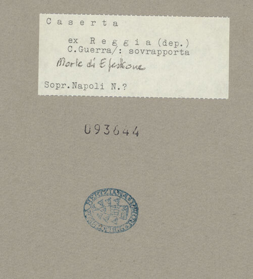 Rückseite von Sopr. BAS NA [https://www.deutsche-digitale-bibliothek.de/content/lizenzen/rv-ez/] Bei der Bestattung des Hephaestion trauert Alexander um seinen toten Freund - Gesamtansicht, bh093644_recto. Foto.