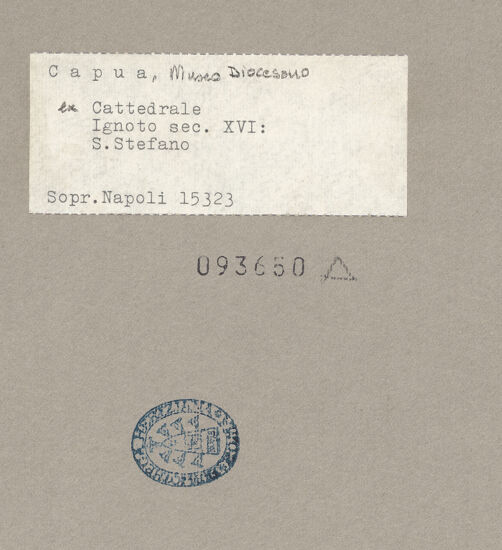 Rückseite von Sopr. BAS NA [https://www.deutsche-digitale-bibliothek.de/content/lizenzen/rv-ez/] Heiliger Stephanus - Gesamtansicht, bh093650_recto. Foto.