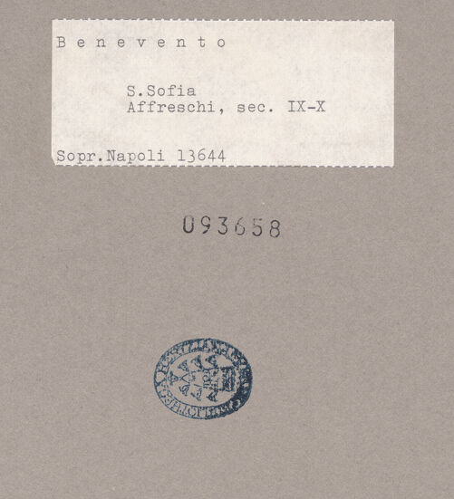 Rückseite von Sopr. BAS NA [https://www.deutsche-digitale-bibliothek.de/content/lizenzen/rv-ez/] Szenen aus den Geburtsgeschichten Johannes' des Täufers und Jesu sowie Fragmente weiterer FreskenRechte Seitenapsis: Verkündigung an Maria und Heimsuchung - Detail, links: Verkündigung, bh093658_recto. Foto.