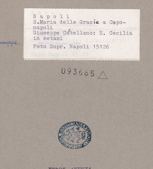 Rückseite von Sopr. BAS NA [https://www.deutsche-digitale-bibliothek.de/content/lizenzen/rv-ez/] Ekstase der heiligen Cäcilia von Rom - Gesamtansicht, bh093665_recto. Foto.