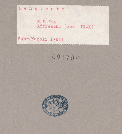 Rückseite von Sopr. BAS NA [https://www.deutsche-digitale-bibliothek.de/content/lizenzen/rv-ez/] Szenen aus den Geburtsgeschichten Johannes' des Täufers und Jesu sowie Fragmente weiterer FreskenRechte Seitenapsis: Verkündigung an Maria und Heimsuchung - Detail, rechts: Heimsuchung, bh093702_recto. Foto.