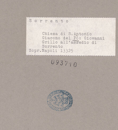 Rückseite von Sopr. BAS NA [https://www.deutsche-digitale-bibliothek.de/content/lizenzen/rv-ez/] Giovanni Grillo belagert Sorrento (1648) - Gesamtansicht, bh093710_recto. Foto.