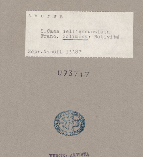 Rückseite von Sopr. BAS NA [https://www.deutsche-digitale-bibliothek.de/content/lizenzen/rv-ez/] Die Anbetung des Christuskindes durch die Hirten - Gesamtansicht, bh093717_recto. Foto.