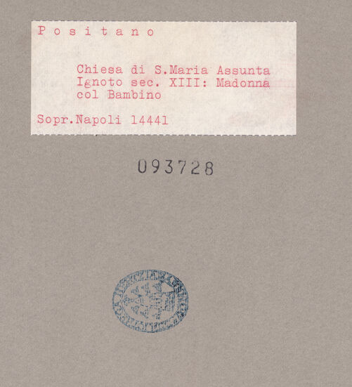 Rückseite von Sopr. BAS NA [https://www.deutsche-digitale-bibliothek.de/content/lizenzen/rv-ez/] Madonna - Gesamtansicht, bh093728_recto. Foto.