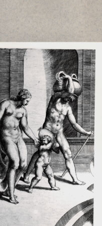 Rückseite von  [http://creativecommons.org/publicdomain/mark/1.0/] Venus, Merkur und Amor beim Bad - , bh094341. Foto.