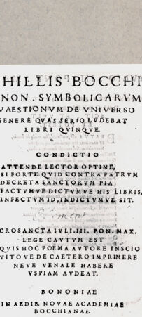 Rückseite von  [http://creativecommons.org/publicdomain/mark/1.0/] Illustrationen des Achille Bocchio - , bh094558. Foto.