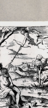 Rückseite von  [http://creativecommons.org/publicdomain/mark/1.0/] Cupido schießt seinen Pfeil in das Herz einer jungen Frau - , bh094563. Foto.