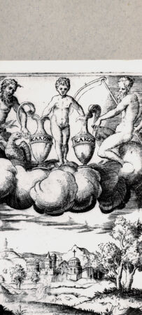 Rückseite von  [http://creativecommons.org/publicdomain/mark/1.0/] Saturn und Amor - , bh094564. Foto.