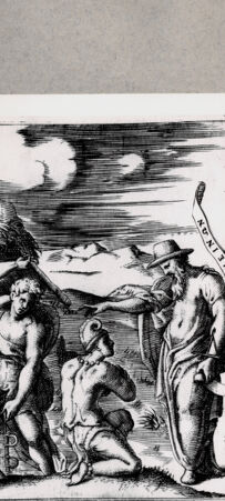 Rückseite von  [http://creativecommons.org/publicdomain/mark/1.0/] Drei Männer - , bh094614. Foto.