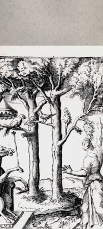 Rückseite von  [http://creativecommons.org/publicdomain/mark/1.0/] Allegorie unfähiger Richter - , bh094637. Foto.