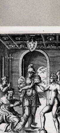 Rückseite von  [http://creativecommons.org/publicdomain/mark/1.0/] Athene mit der Papstkrone vor Kardinal Giulio de' Medici - , bh094655. Foto.