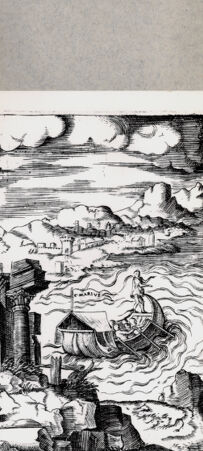 Rückseite von  [http://creativecommons.org/publicdomain/mark/1.0/] Gaius Marius auf dem Bug eines Schiffes - , bh094657. Foto.