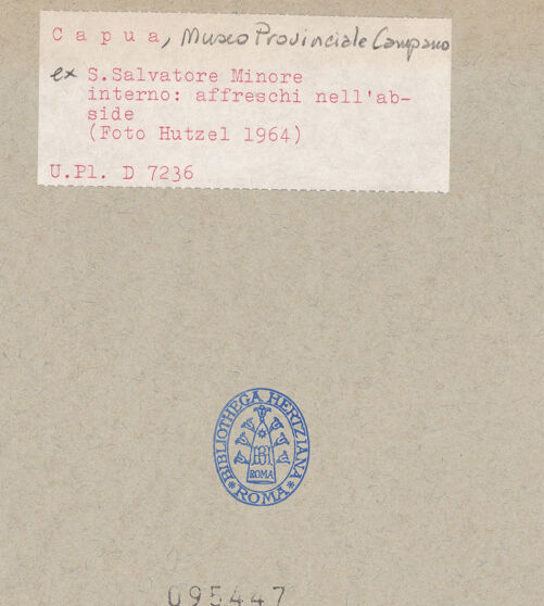 Rückseite von Bibliotheca Hertziana [https://www.deutsche-digitale-bibliothek.de/content/lizenzen/rv-fz/] Himmelfahrt Christi mit Maria, Aposteln und Engeln - Detail: Apostel, Engel und Maria (vor der Übertragung), bh095447_recto. Foto: Hutzel, Max.