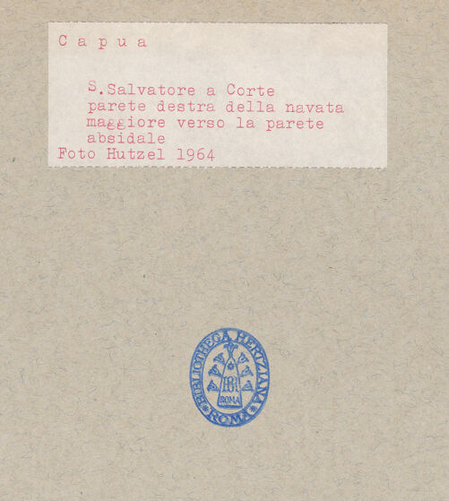 Rückseite von Hutzel, Max [https://www.deutsche-digitale-bibliothek.de/content/lizenzen/rv-ez/] San Salvatore Maggiore a Corte - Rechte Arkade, bh095477_recto. Foto: Hutzel, Max.