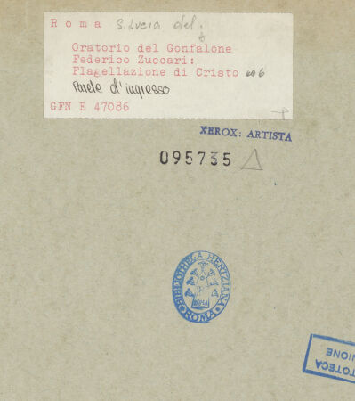 Rückseite von ICCD [https://www.deutsche-digitale-bibliothek.de/content/lizenzen/rv-ez/] Freskenzyklus zur Passion ChristiGeißelung Christi - gesamt, bh095735_recto. Foto.