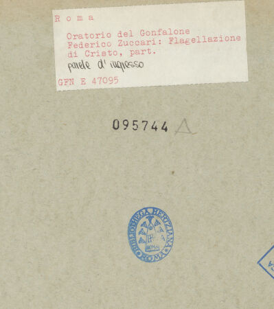 Rückseite von ICCD [https://www.deutsche-digitale-bibliothek.de/content/lizenzen/rv-ez/] Freskenzyklus zur Passion ChristiKreuzabnahme Christi - gesamt, bh095744_recto. Foto.