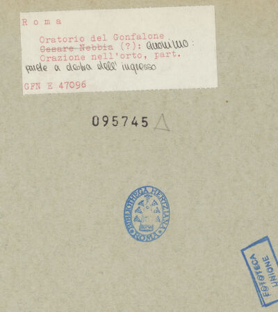 Rückseite von ICCD [https://www.deutsche-digitale-bibliothek.de/content/lizenzen/rv-ez/] Freskenzyklus zur Passion ChristiChristus am Ölberg - Detail, bh095745_recto. Foto.