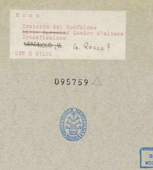 Rückseite von ICCD [https://www.deutsche-digitale-bibliothek.de/content/lizenzen/rv-ez/] Kreuzigung - gesamt, bh095759_recto. Foto.